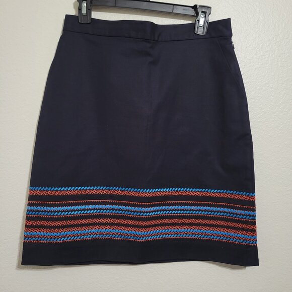 Brooks Brothers Embroidered Navy Blue 2-piece Set Top & Skirt Size 8 - Picture 5 of 14